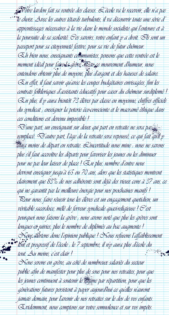 Rentrée de la Grève